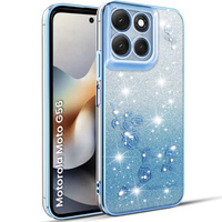 Case for Motorola Moto G56 5G, Glitter Flower, blue