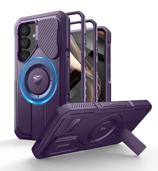 Armored case for Samsung Galaxy S25, Dexnor CamProtect MagSafe, purple (Two frames)