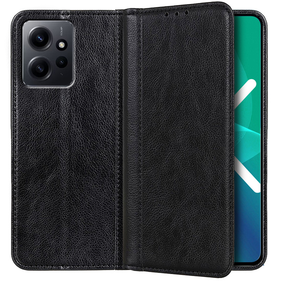 Case for Xiaomi Redmi Note 12 4G, Wallet Litchi Leather, black
