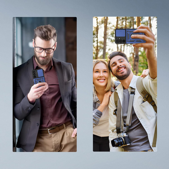 Armoured case for Samsung Galaxy A17 5G, with camera protection, with stand, blue
