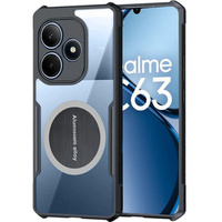 Case for Realme C63, with magnetic sheet, transparent / black