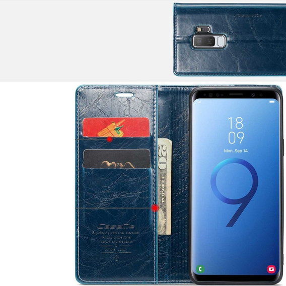 CASEME flip case for Samsung Galaxy S9+ Plus, Waxy Textublue, blue