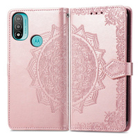 Flip case for Motorola Moto E20/E30/E40, Mandala, pink rose gold