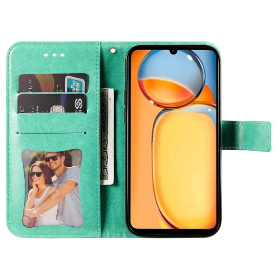 Flip case for Xiaomi Redmi 13C / Poco C65, Mandala Flower, green