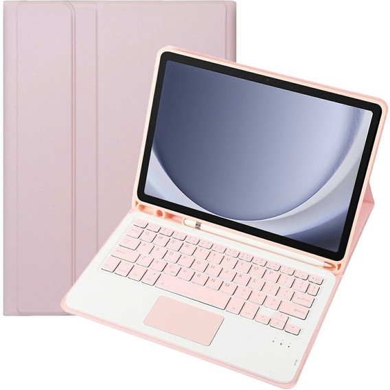 Case + keyboard Samsung Galaxy Tab A9+, Leather Pen Slot TouchPad, pink