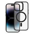 Case for iPhone 16 Pro, for MagSafe, ERBORD Matt Case, transparent / black + Screen Glass