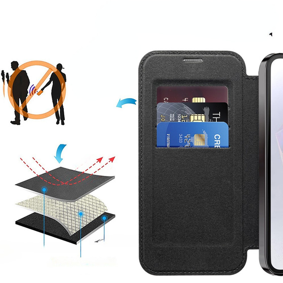Flip case for Samsung Galaxy A26, RFID Wallet MagSafe CamShield, black
