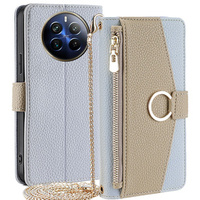 Flip case for Realme 12 Pro 5G / 12 Pro+ 5G, Wallet Zipper Pocket, with mirror, blue