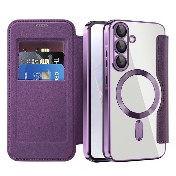Flip case for Samsung Galaxy A56, RFID Wallet MagSafe CamShield, purple