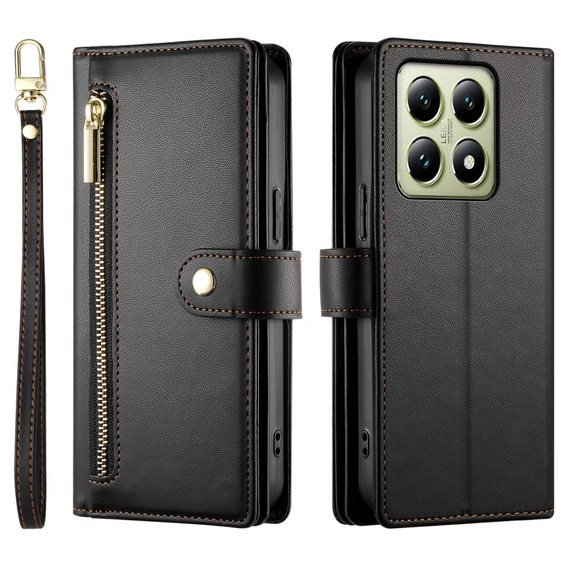 Flip case for Xiaomi 14T, Wallet Zipper Pocket, black