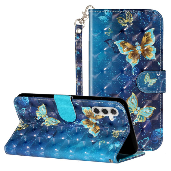 Flip case for Samsung Galaxy A35 5G, Wallet, Butterflies blue