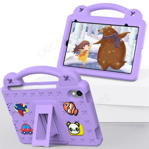 Children's case for iPad mini 8.3" 2021 (6 gen.) / iPad mini 8.3" 2024 (7 gen.), Cute Patterns, with stand, purple
