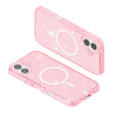 Case for iPhone 17, for MagSafe, glitter, translucent pink