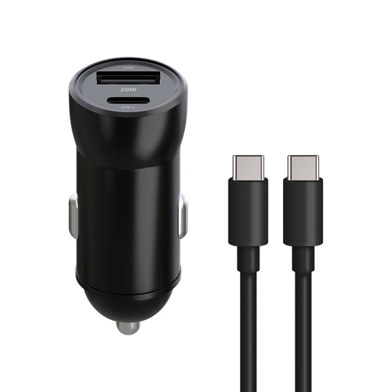 Maxlife PD/QC 20W car charger with USB-C – USB-C 60W cable for smartphones, tablets, navigation devices and other devices with USB/USB-C