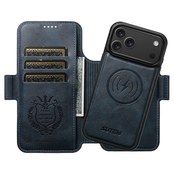 2-in-1 flip case for iPhone 17 Pro, SUTENI, for MagSafe, blue