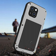 Love Mei Case for iPhone 13 Mini, armored with glass, silver