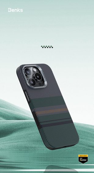 BENKS Kevlar Magnetic Armor Pro Aurora 600D B062 case for MagSafe for iPhone 15 Pro Max