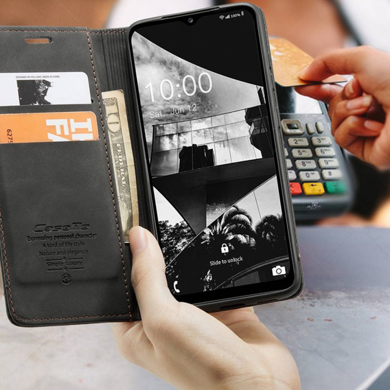 CASEME case for Samsung Galaxy M33 5G, Leather Wallet Case, black