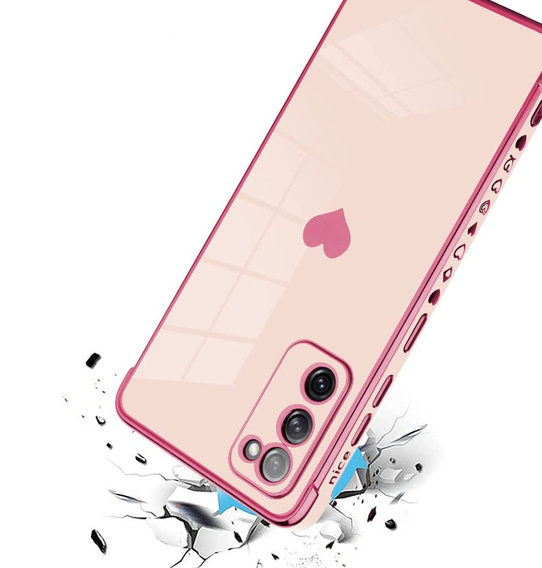 Case for Samsung Galaxy S20 FE, Electro heart, pink rose gold