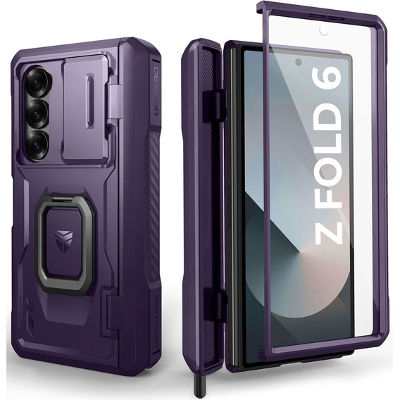 Armored case for Samsung Galaxy Z Fold 6 5G, Dexnor Full Body S-Pen Slot, purple