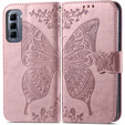 Flip case for Infinix Hot 50 Pro 4G, Butterfly, pink rose gold