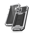 Case for iPhone 13 Pro, R-JUST CamShield Slide, armoured, silver / black