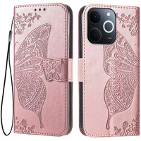 Flip case for Realme Note 70T 4G, Butterfly, pink rose gold