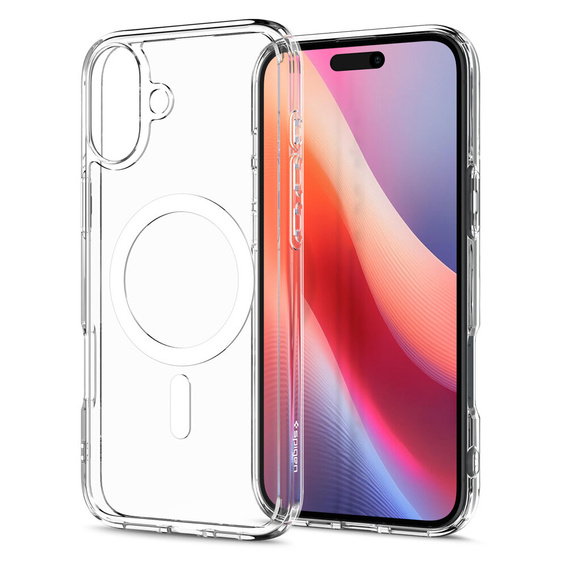 Spigen MagSafe Case for iPhone 16 Plus, Ultra Hybrid, transparent / white + 9H Tempered Glass
