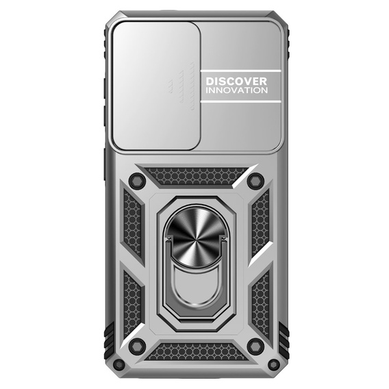 Armoured case with stand and lens cover for Samsung Galaxy S26, silver