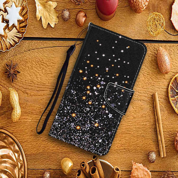 Flip case for Xiaomi Redmi 13C / Poco C65, Wallet, Stars, black