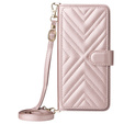 Crossbody Leather Wallet flip case for Realme 14 Pro+ 5G, pink rose gold