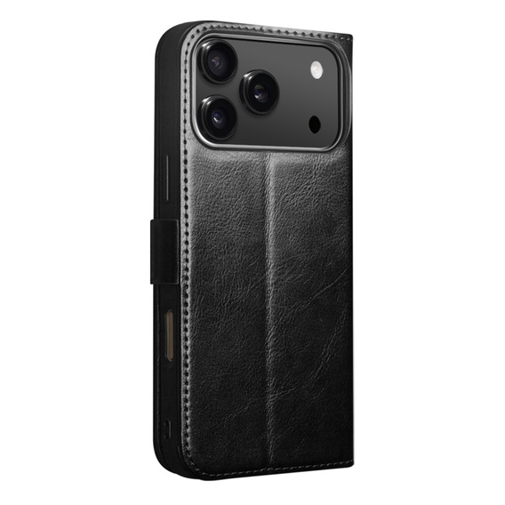 QIALINO Genuine Cow Leather flip case for iPhone 17 Pro, black