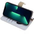 Flip case for iPhone 15 Pro, Wallet Zipper Pocket, with mirror, blue
