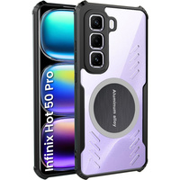 Case for Infinix Hot 50 Pro 4G, with magnetic sheet, transparent / black