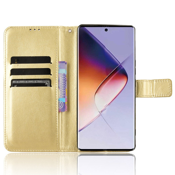 Flip case for Infinix Note 40 Pro, Crazy Horse Wallet, gold