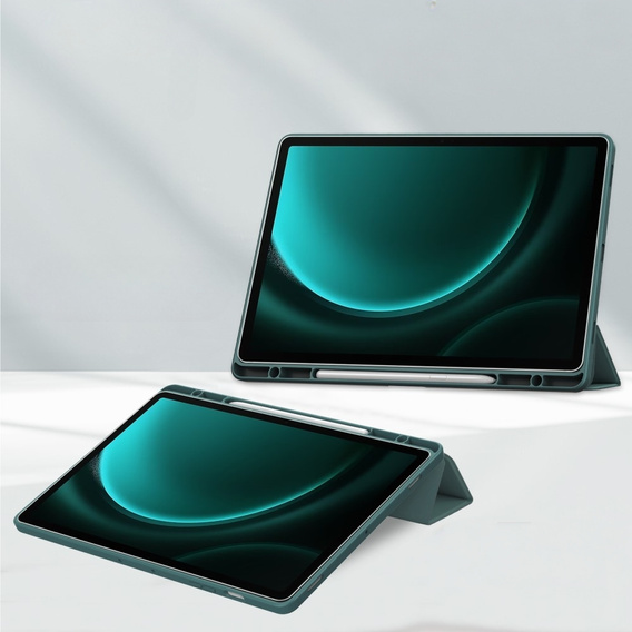 Case for Samsung Galaxy Tab S9 FE+ Plus, Smartcase Hybrid, with stylus space, green