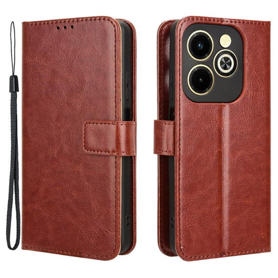 Flip case for Infinix Hot 40i, Crazy Horse Wallet, brown