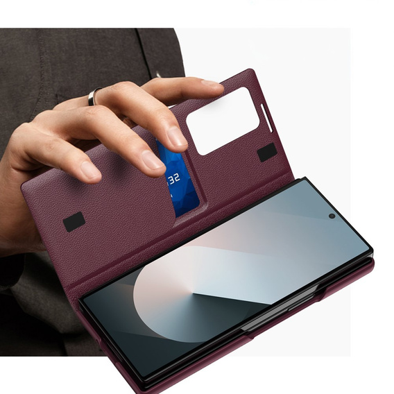 Flip case for Samsung Z Fold6 5G, Smart View Wallet, maroon