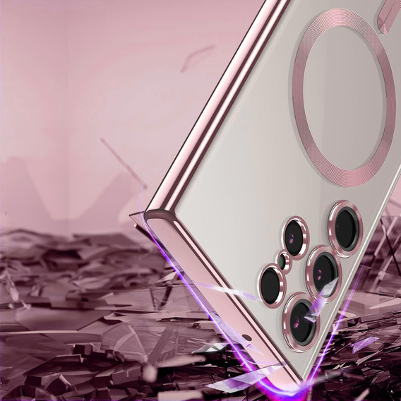 Case for Samsung Galaxy S25 Ultra, Electro MagSafe, pink rose gold + Screen Glass