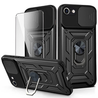 Armored Case for iPhone 16E, CamShield Slide, black + Tempered Glass 9H