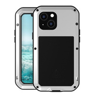 Love Mei Case for iPhone 13 Mini, armored with glass, silver