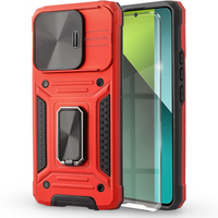 Armored Case for Xiaomi Redmi Note 13 Pro 5G, CamShield Slide, red + Tempered Glass 9H