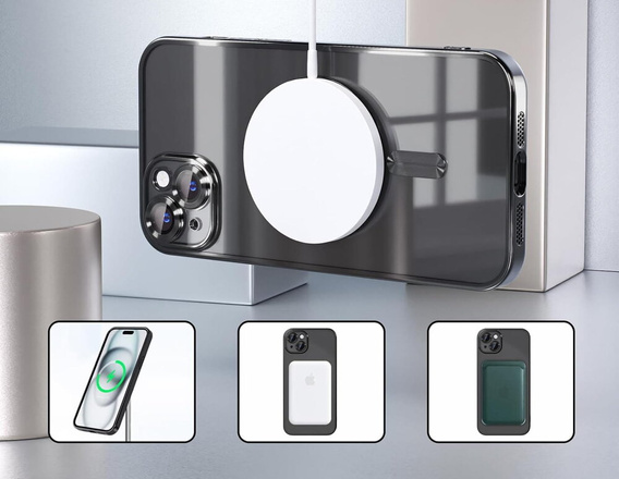 Case for iPhone 14, Electro MagSafe, black + Screen Glass