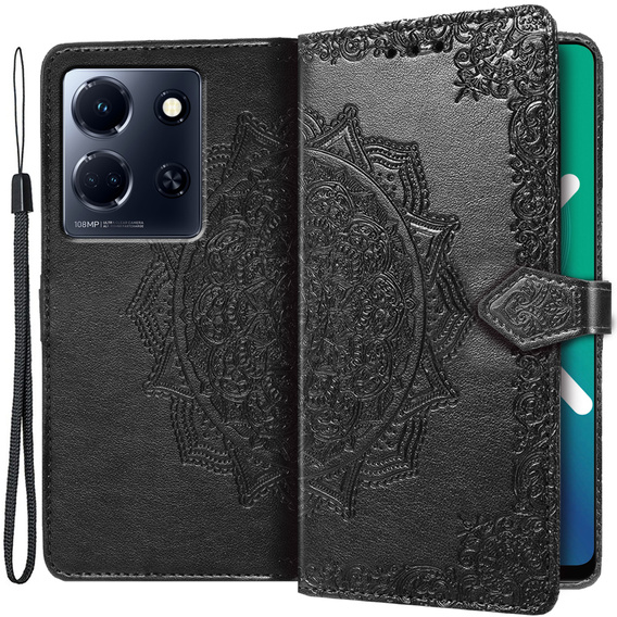 Flip case for Infinix Note 30 5G, Mandala, black