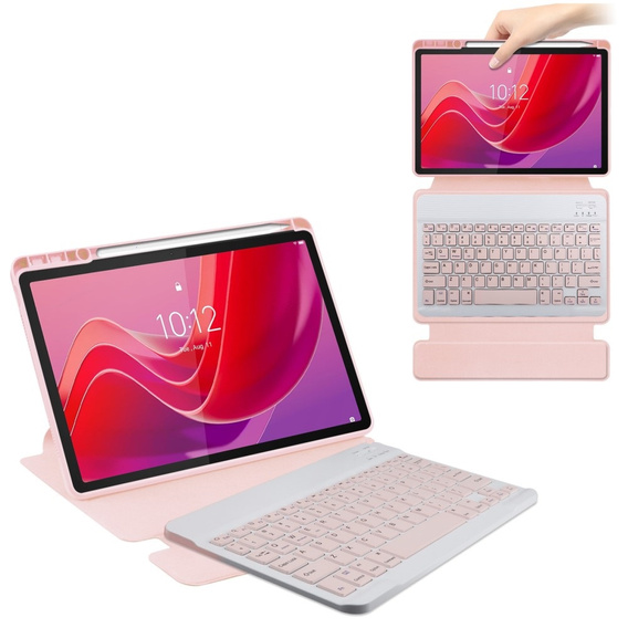 Keyboard case for Lenovo Tab M11, Rotary 360° Leather, pink