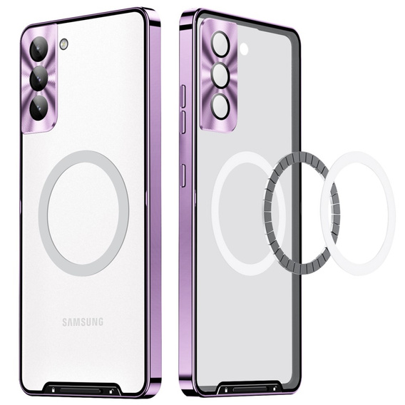 Camera Protection Case for Samsung Galaxy S21 FE 5G, CamShield MagSafe, transparent / purple