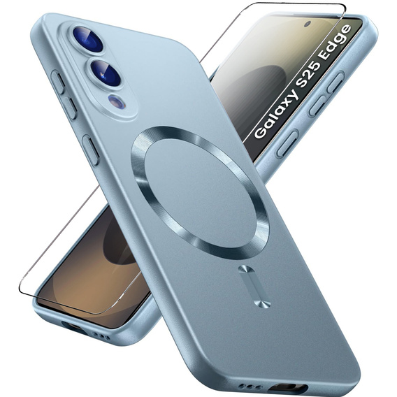 Case for Samsung Galaxy S25 Edge, ColorMag, for MagSafe, blue + 9H tempered glass