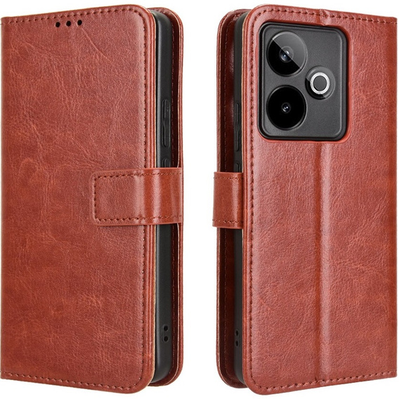 Flip case for Realme GT 7 / 7T, Crazy Horse Wallet, brown
