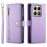 Flip case for Xiaomi 14T, Wallet Zipper Pocket, purple