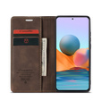 CASEME case for Xiaomi Redmi Note 10 Pro, Leather Wallet Case, coffee
